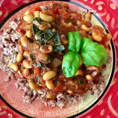 Smoky Sweet Black-Eyed Peas & Greens for the New Year!